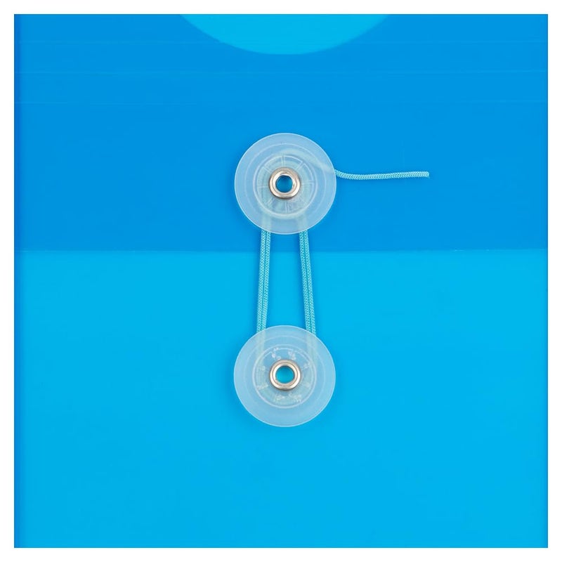 JAM PAPER Plastic Envelopes with Button & String Tie Closure - 6 1/4 x 9 1/4 - Blue - 12/Pack - Image 3